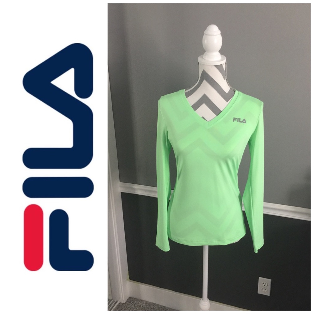 Fila v neck long sleeve top mint green - Picture 1 of 4
